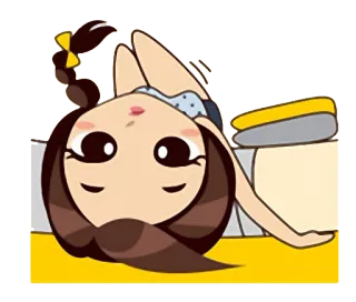 😒 Dibujo animado, Chica, Acostada, Ilustración whatsapp sticker