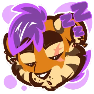 💤 ZZZ 졸린, 동물, 귀여운, 만화, 호랑이, 꿈 telegram sticker
