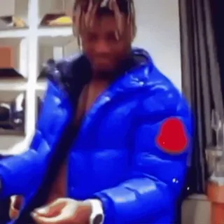 🌟 Juice WRLD แร็ปเปอร์, เพลง, ภาพเหมือน, คนดัง, เสื้อแจ็คเก็ตสีน้ำเงิน, Juice WRLD telegram sticker