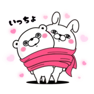 💞 いつちょ bear, rabbit, scarf, cute, animal, kawaii telegram sticker
