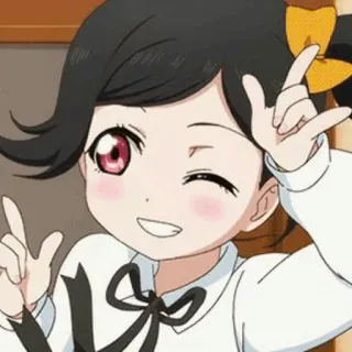 🎈 Anime Mädchen, Friedenszeichen, niedlich, Cartoon, Kind telegram sticker