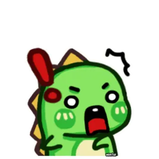 😵 恐龙, 卡通, 表情, 生气, 绿色, 可爱 whatsapp sticker