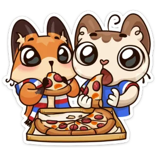 😱 volpe, gatto, pizza, cibo, animali, cartoni animati, carino telegram sticker