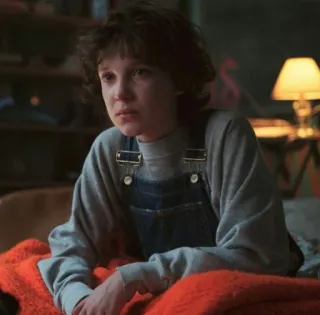 💟 Eleven Stranger Things stranger things, eleven, millie bobby brown, tv show, character, retro, 1980s telegram sticker