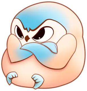 😡 słodki, sowa, kreskówka, ptak, zły, śmieszny, zwierzę telegram sticker