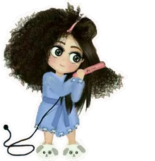 ☺️ cartoon, girl, hair, curls, styling telegram sticker