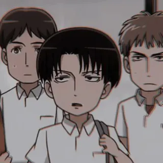☕ Levi Ackerman Attack on Titan anime, manga, school uniform, student, serious, characters telegram sticker