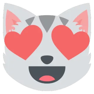 💋 chat, emoji, yeux coeur, amour, mignon, animal whatsapp sticker