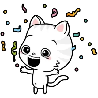 🥳 고양이, 축하, 색종이, 행복, 귀여운, 새끼 고양이, 기쁨 telegram sticker