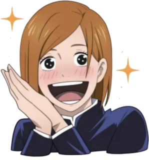🤩 Nobara Kugisaki Jujutsu Kaisen аниме, персонаж, женщина, счастливая, блестки telegram sticker