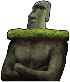 🗿 โมไอ, รูปปั้น, มีม, เกาะอีสเตอร์, มีมตลก, ตลก telegram sticker