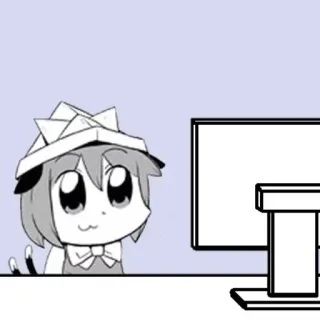 📺 Anime, Ordenador, Ilustración, Kawaii, Dibujos animados whatsapp sticker