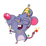 🎂 muis, viering, feest, dier, cartoon telegram sticker