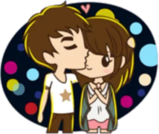 😘 kiss, love, couple, cartoon, affection, romance whatsapp sticker