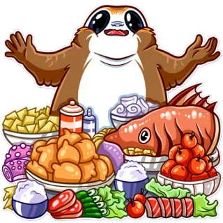 🍔 Porg, Star Wars, Food, Cartoon, Animal, Cute telegram sticker