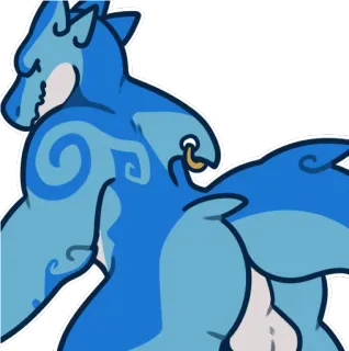 👌 Fellwesen, Anthro, Blau, Tier, Cartoon, Kreatur, Monster whatsapp sticker