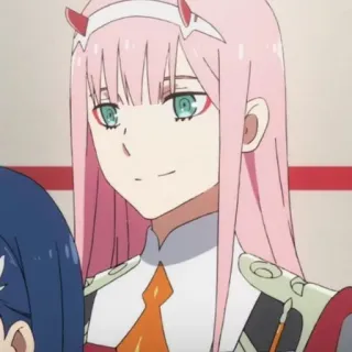 🍡 Zero Two Darling in the Franxx อนิเมะ, Zero Two, Darling in the Franxx, ผมสีชมพู, เขา telegram sticker
