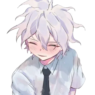☺️ Nagito Komaeda Danganronpa anime, character, fanart, white hair, boy telegram sticker