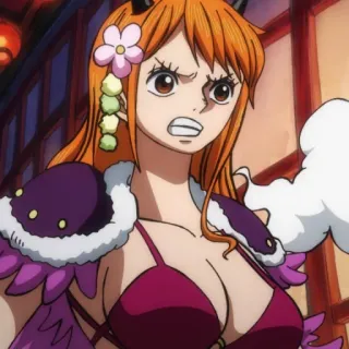 😠 Nami One Piece 动漫, 海贼王, 娜美, 女性, 海盗 telegram sticker