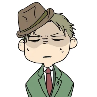 😑 Anime, Dessin animé, Personnage, Fédora, Costume telegram sticker