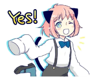 😉 Yes! Anime, Ragazza, Sì, Cartone animato, Carino whatsapp sticker