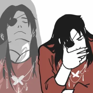 😢 Повязка на глаз, Стиль аниме, Мультяшный персонаж, Рука закрывает лицо, Персонаж с повязкой whatsapp sticker