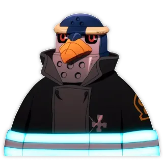 🐧 Mao Fire Force Fire Force, anime, Mao, bird, firefighter, cartoon whatsapp sticker
