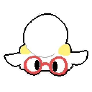 🐏 ピクセルアート, メガネ, かわいい, 白, 黄色, マンガ, ステッカー telegram sticker