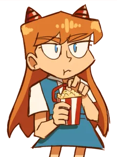 😕 Asuka Langley Soryu Neon Genesis Evangelion Anime, Dibujos animados, Personaje, Asuka, Evangelion, Palomitas telegram sticker