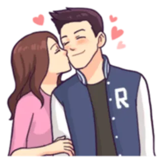 😘 love, couple, kiss, hearts, romance, cartoon, affection, relationship telegram sticker