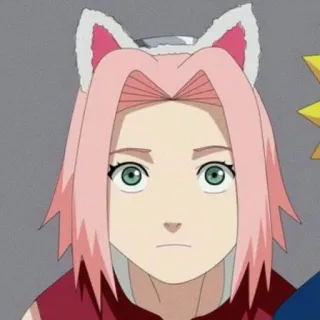 🌟 Sakura Naruto anime, cartoon, sakura, cat ears telegram sticker