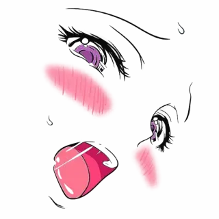 🥵 Anime, Sonrojo, Cara, Lengua, Expresión, Emociones telegram sticker