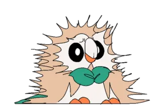 😳 Rowlet pokemon, brindibou, hibou, dessin animé, mignon, duveteux telegram sticker