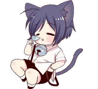 😪 Anime, Oreilles de chat, Garçon chat, Chibi, Kawaii, Mignon telegram sticker