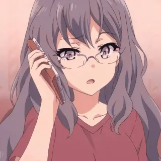 🎭 Anime, Chica, Personaje, Teléfono, Gafas whatsapp sticker