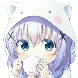 🤗 Anime, Ragazza, Kawaii, Carino, Chibi, Tè telegram sticker