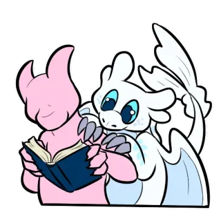 👀 dragons, lecture, mignon, dessin animé, animaux, fantaisie telegram sticker
