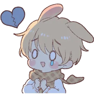 💔 грустный, кролик, мультфильм, аниме, милый, плачущий, разбитое сердце telegram sticker