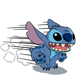 🏃 Stitch Lilo & Stitch blauer Alien, Cartoon, Disney, Experiment 626, süß, animiert telegram sticker