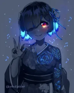 ✨ アニメ 女の子, ピースサイン, 光る, イラスト, デジタルアート, 漫画, キャラクター telegram sticker