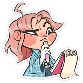 🤔 Cartone animato, Disegno, Schizzo, Arte, Artista, Personaggio, Illustrazione telegram sticker