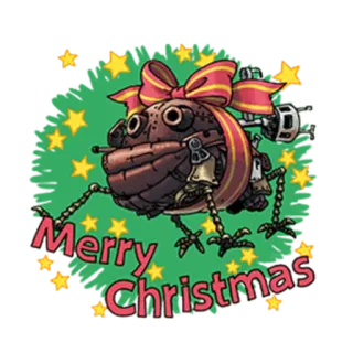🎅 Merry Christmas рождество, робот, праздничный, праздник, бант, милый whatsapp sticker