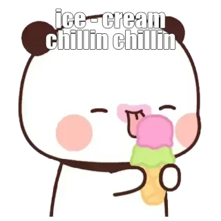 🥳 ice-cream chillin chillin glace, panda, mignon, détente, dessin animé, autocollant whatsapp sticker