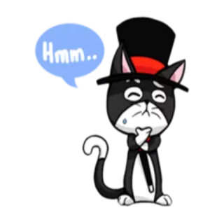 🤔 Hmm.. gato, pensando, hmm, desenho animado, cartola, varinha telegram sticker