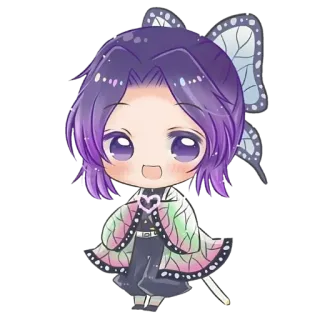 🧚‍♀ Shinobu Kocho Demon Slayer Shinobu Kocho, Demon Slayer, anime, chibi, sticker telegram sticker