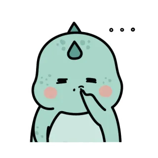 😚 dinosaur, cute, cartoon, green, shy telegram sticker
