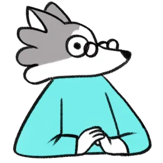 🤓 zorro, dibujos animados, gafas, animal, personaje, ilustración telegram sticker