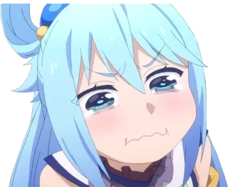 😢 Aqua Konosuba 动漫, 哭泣, 为美好的世界献上祝福！, 阿库娅, 伤心, 卡通 telegram sticker