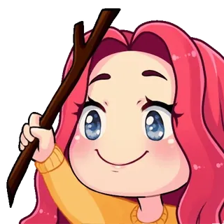 👊 стикер, мультфильм, девушка, розовые волосы, счастливый, стик telegram sticker