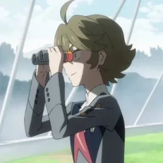 🐚 anime, binoculars, looking, scanning, person, cartoon telegram sticker